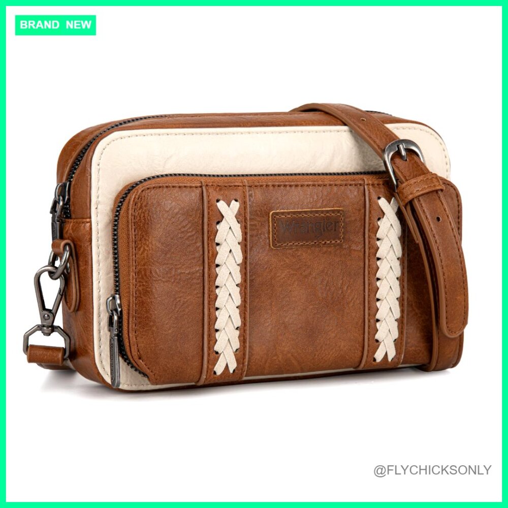 Leather Crossbody Bag With Adjustable Strap, Multiple Pockets, Small Size